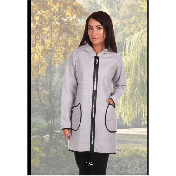 Millen charm Burgundy" free cut with a zipper with a hood gray size medium - Picture 2 of 12